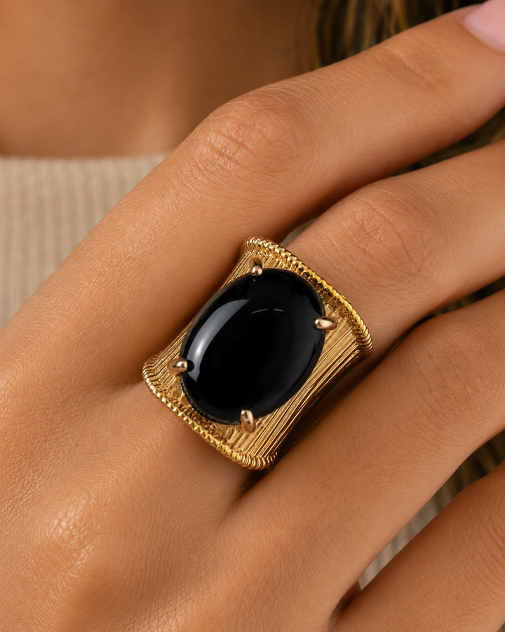 Ms Allure Statement Made Rings — brown ring with gold-plated details and an elegant, feminine finish.