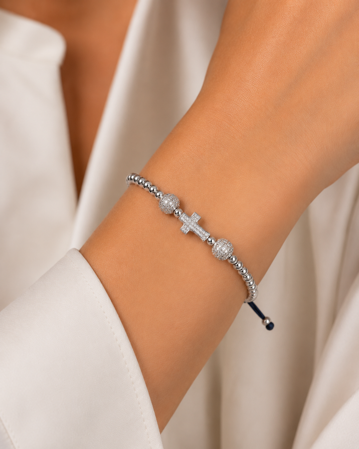 Ms Allure Cross My Heart Bracelet — gold-tone cubic zirconia bracelet with an elegant, feminine finish.