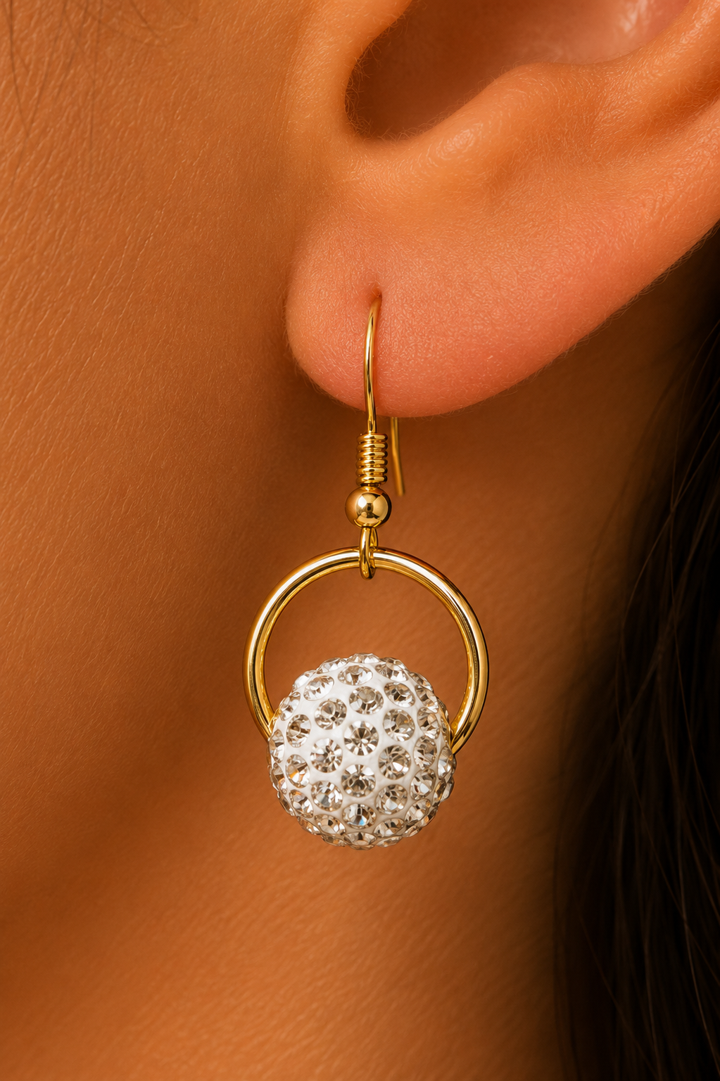 Ms Allure Crystal Orbit Earrings — gold-tone Austrian crystal earrings with an elegant, feminine finish.
