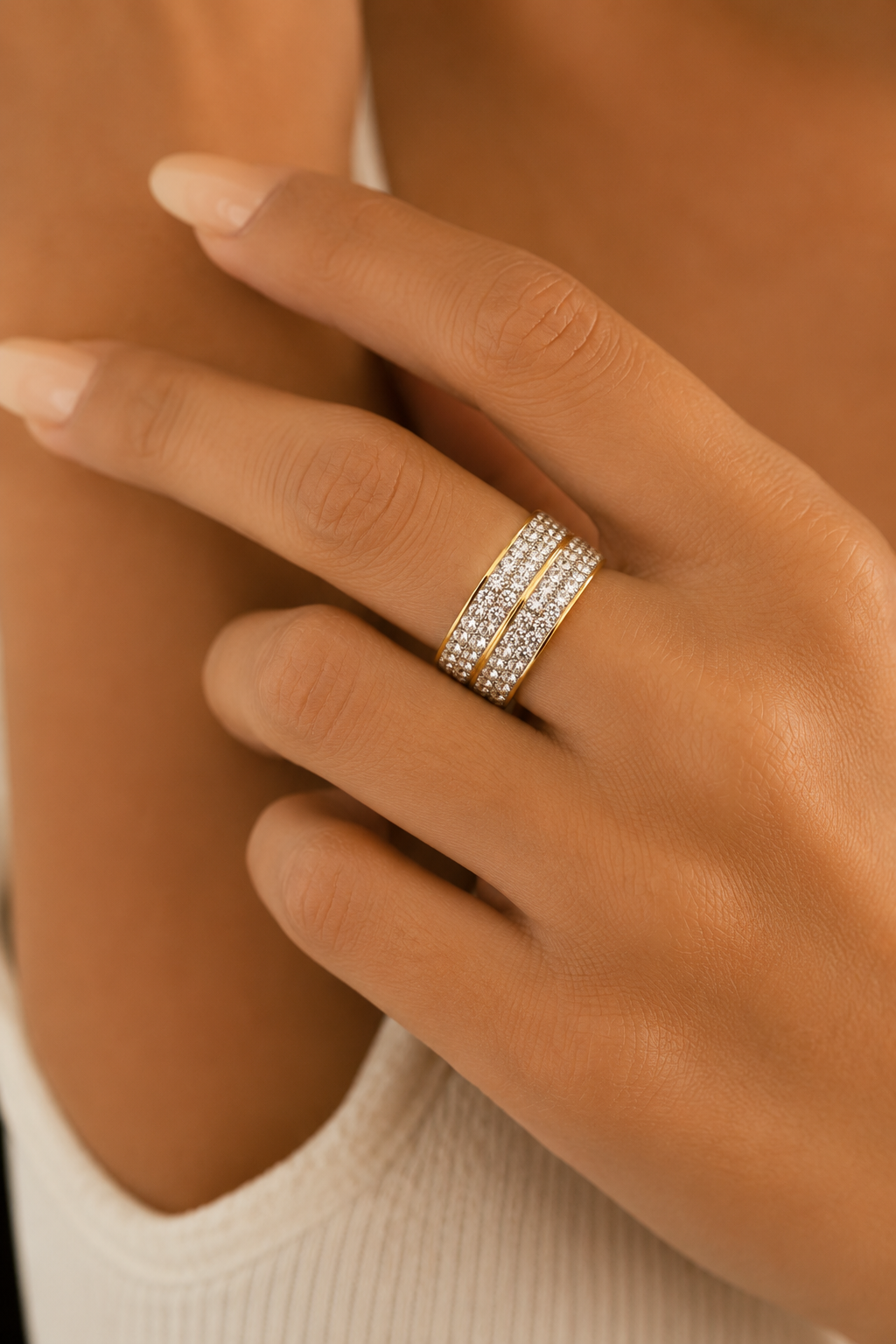 Ms Allure Dressed To Kill Rings — clear and gold-tone cubic zirconia band ring with an elegant, feminine finish.