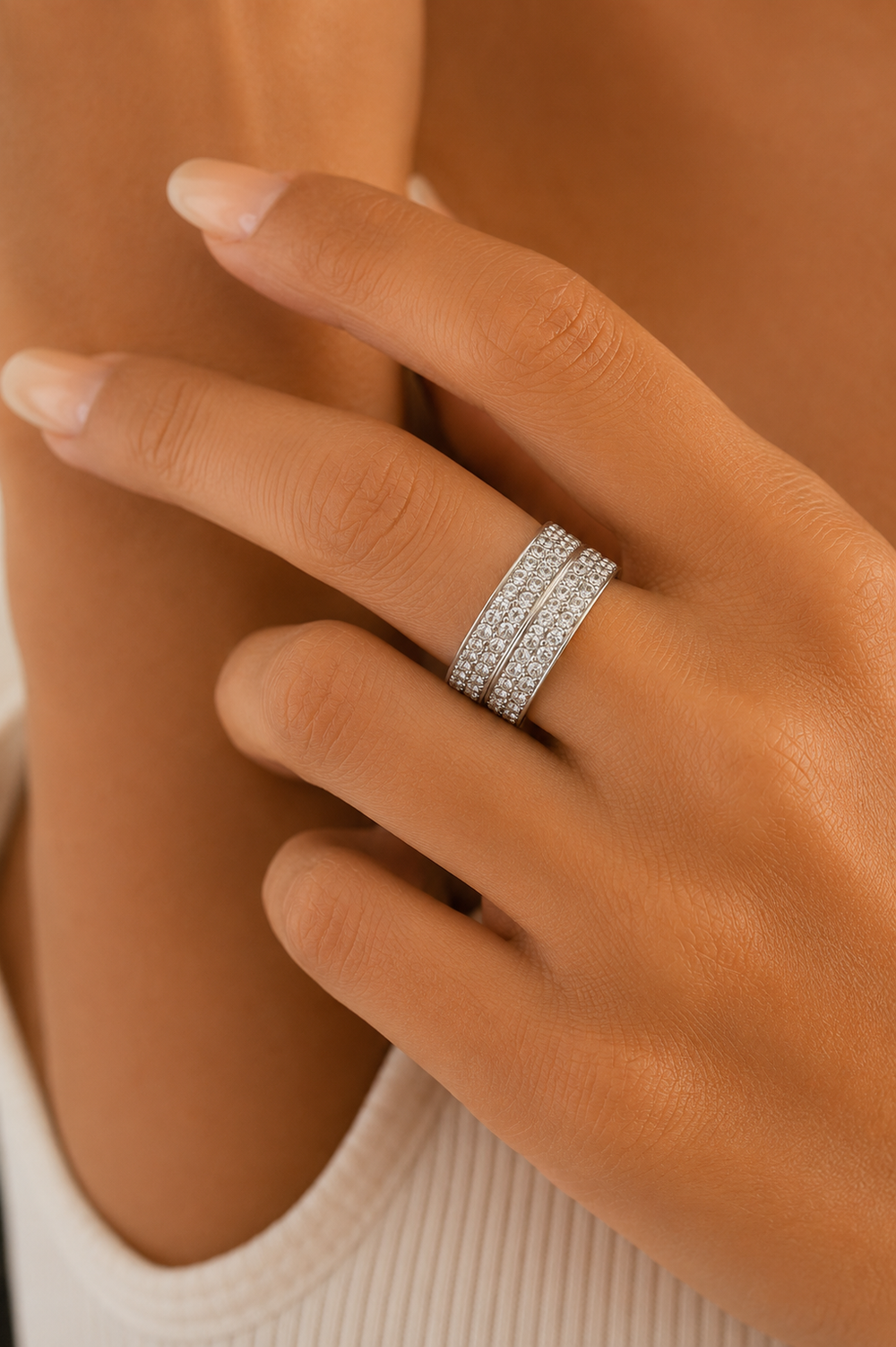 Ms Allure Dressed To Kill Rings — clear and gold-tone cubic zirconia band ring with an elegant, feminine finish.