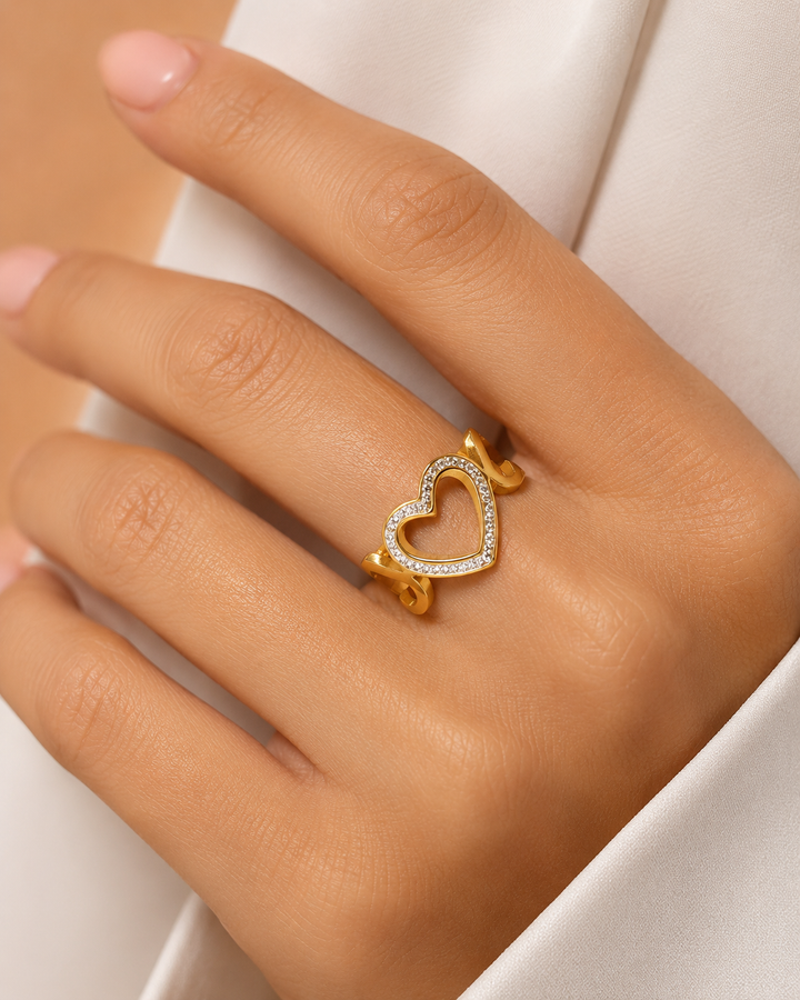 Ms Allure Infinite Heart Rings — gold-tone cubic zirconia ring with an elegant, feminine finish.