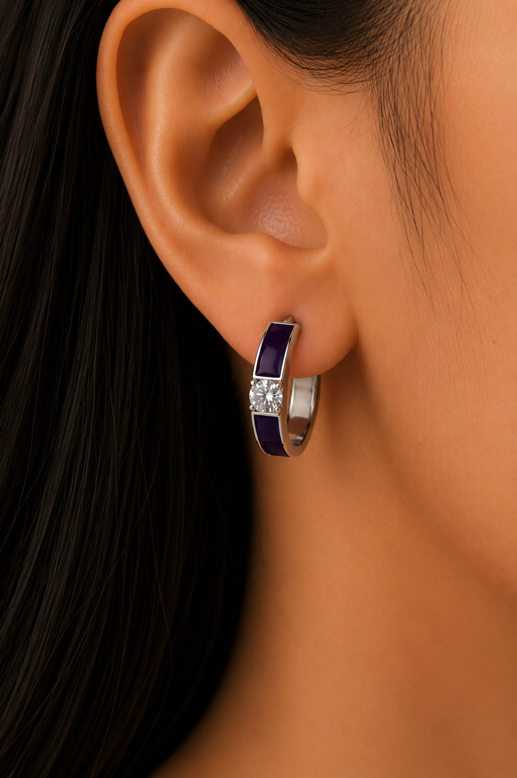 Ms Allure World Of Colour Earrings — black and silver-tone cubic zirconia earrings with an elegant, feminine finish.
