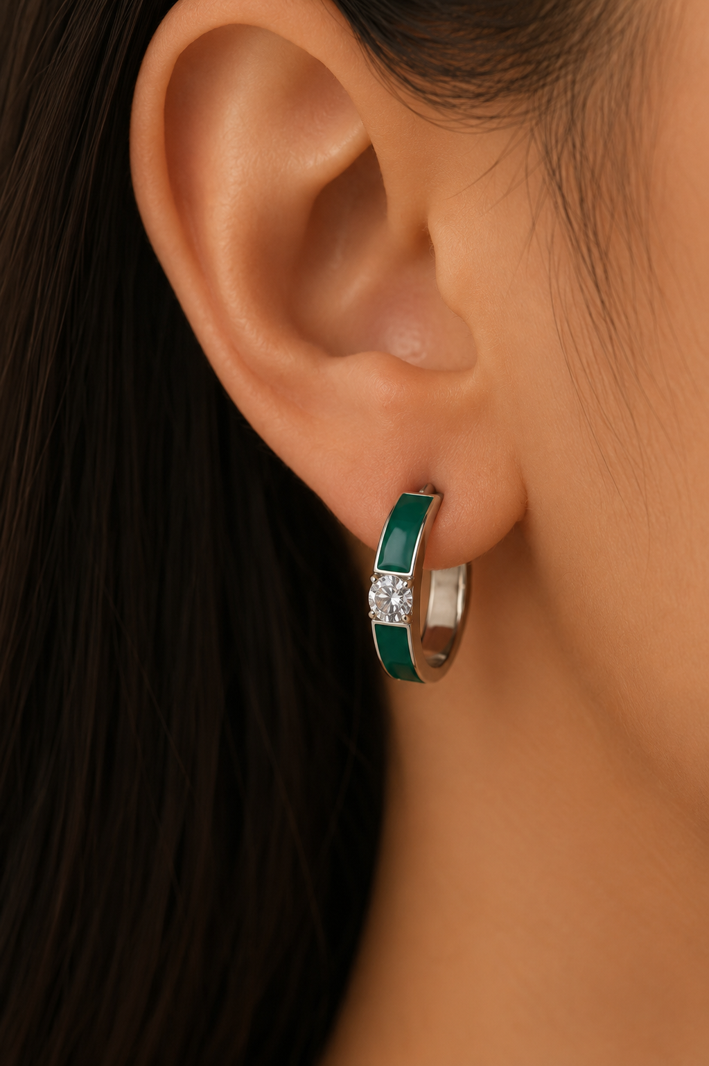 Ms Allure World Of Colour Earrings — black and silver-tone cubic zirconia earrings with an elegant, feminine finish.