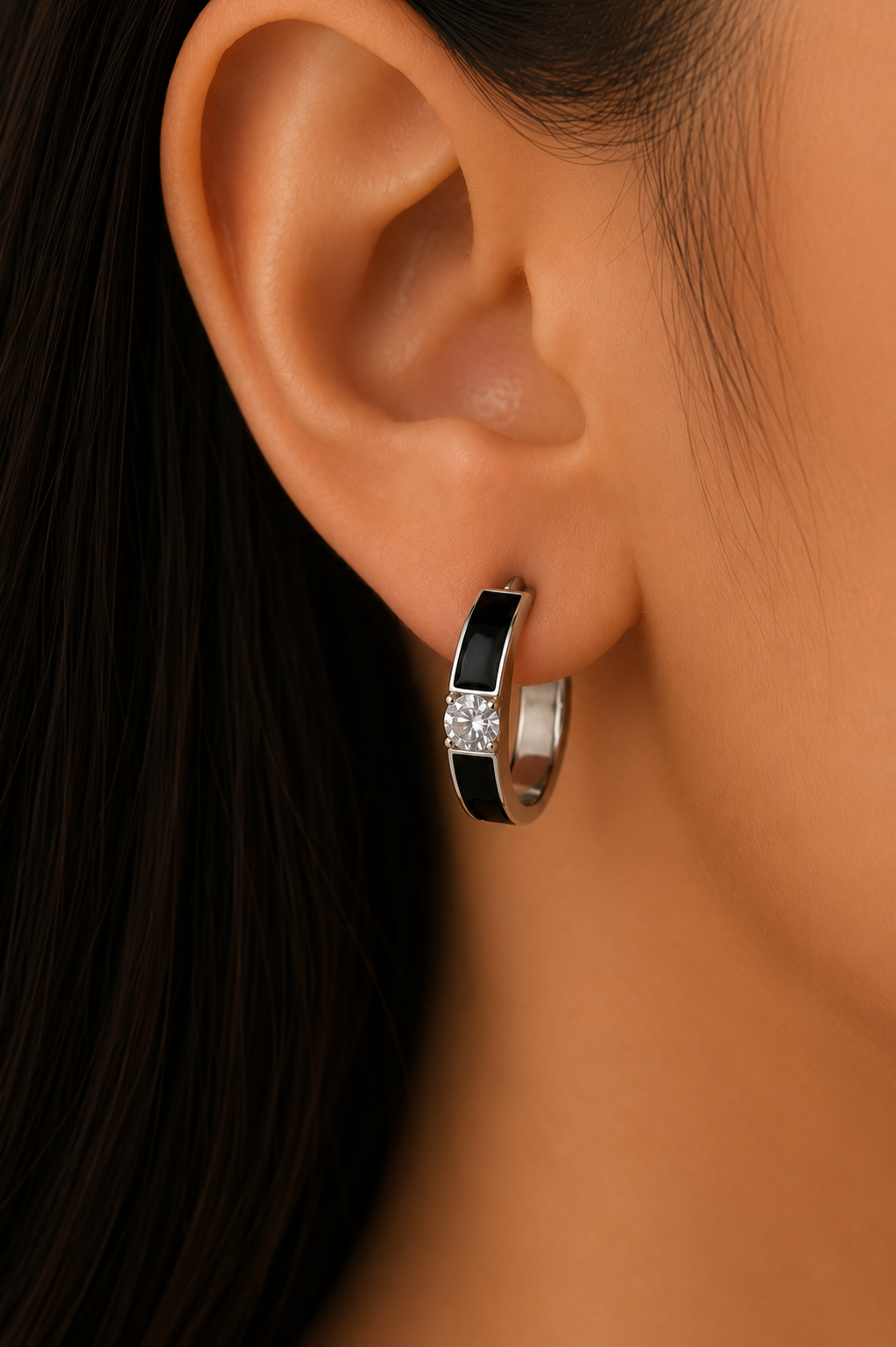Ms Allure World Of Colour Earrings — black and silver-tone cubic zirconia earrings with an elegant, feminine finish.
