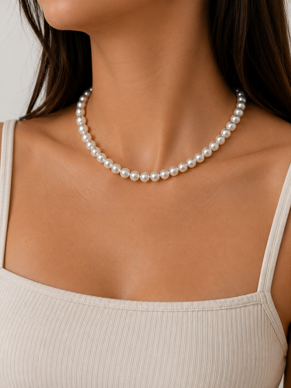 Ms Allure Sea Breeze Necklace — silver-tone and white freshwater pearl necklace with an elegant, feminine finish.