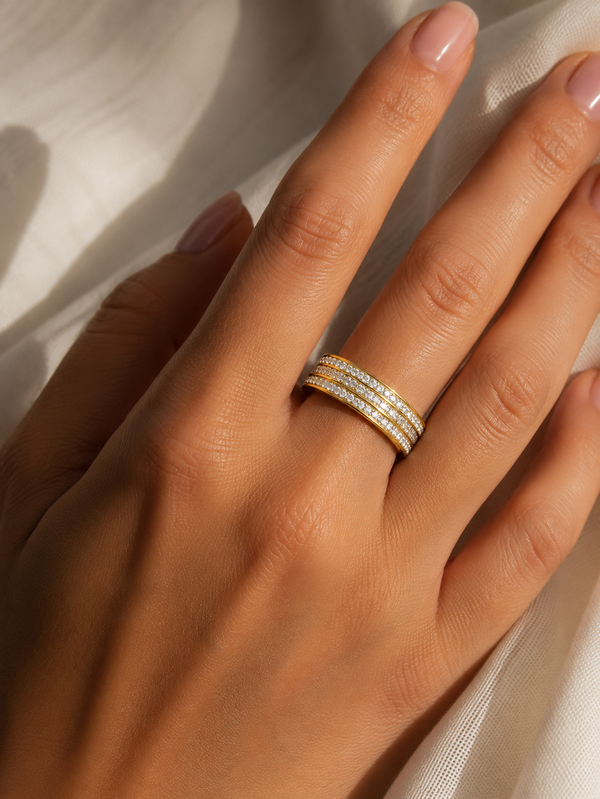 Ms Allure Radiant Luxe Rings — gold-tone cubic zirconia ring with an elegant, feminine finish.