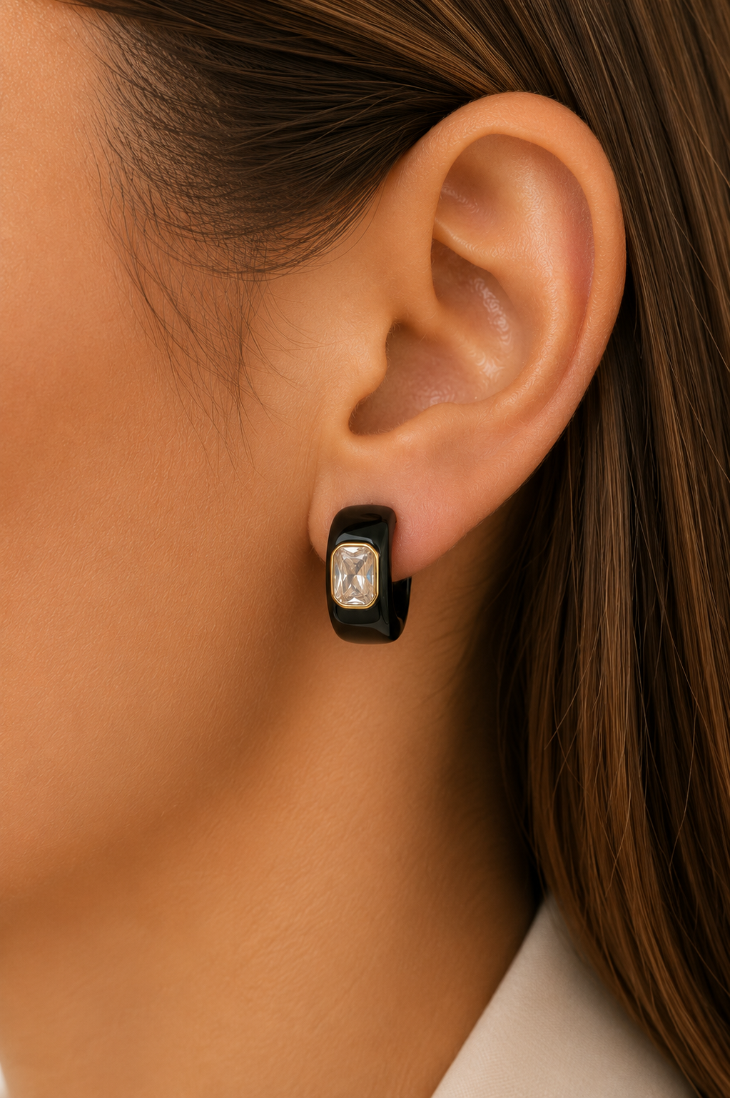 Ms Allure Bold Bling Earrings — black and gold-tone cubic zirconia earrings with an elegant, feminine finish.