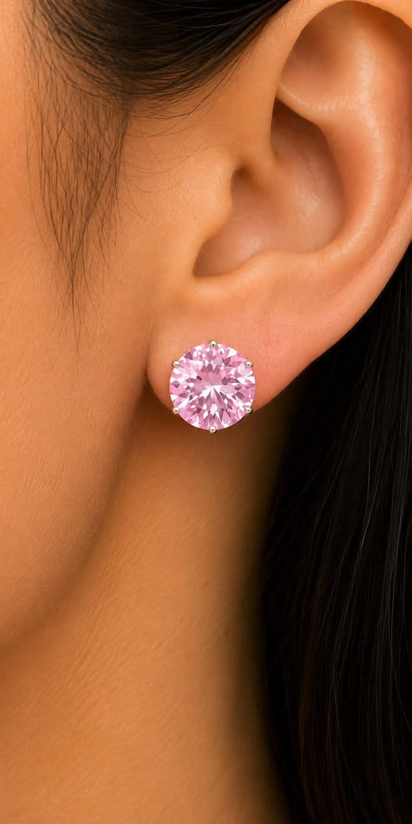 Ms Allure Summer Fling Earrings — pink and silver-tone cubic zirconia stud earrings with an elegant, feminine finish.