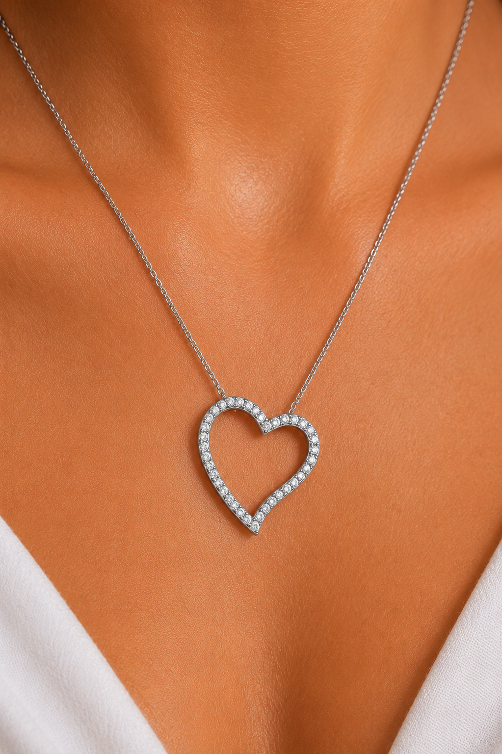 Ms Allure Honest Beauty Necklace — silver-tone cubic zirconia necklace with an elegant, feminine finish.