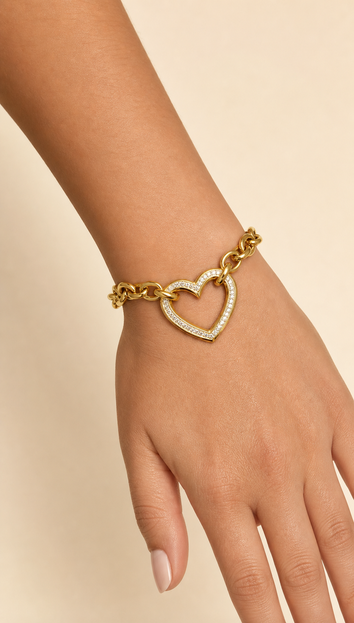 Ms Allure Show Your Heart Bracelet — silver-tone cubic zirconia chain bracelet with an elegant, feminine finish.