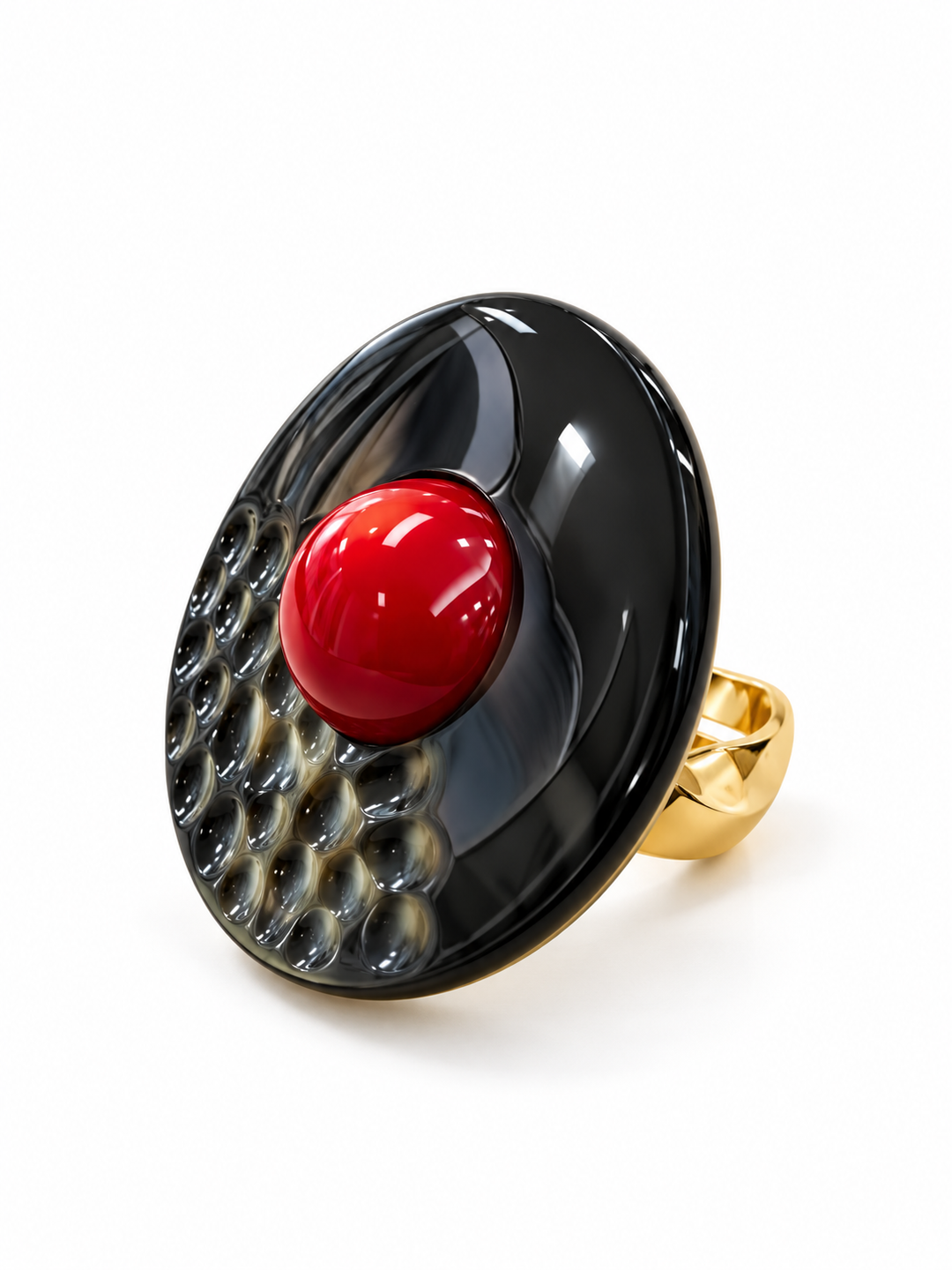 Crimson Eclipse Mother of Pearl Statement Ring