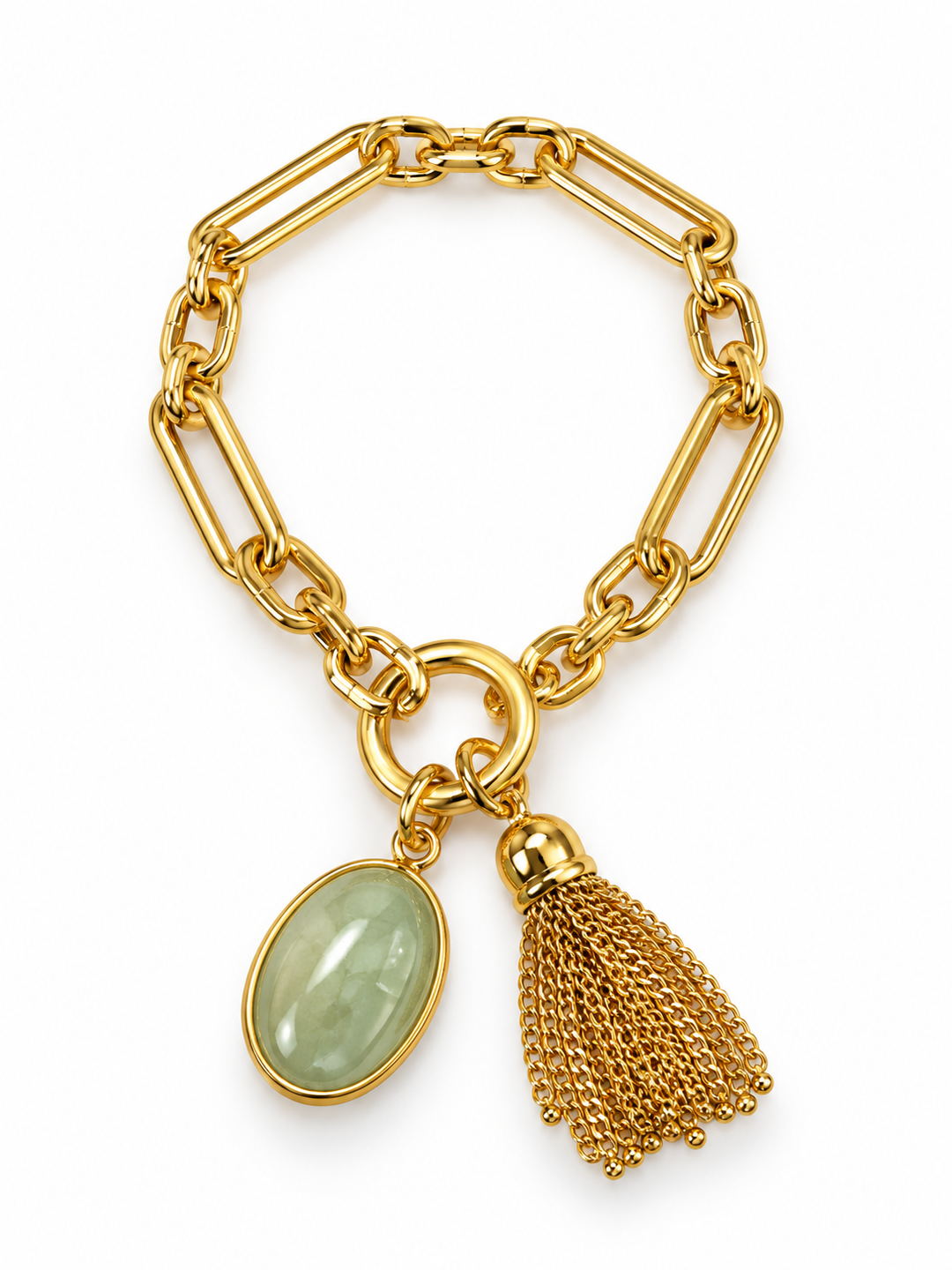 Golden Oasis Turquoise & Tassel Charm Bracelet