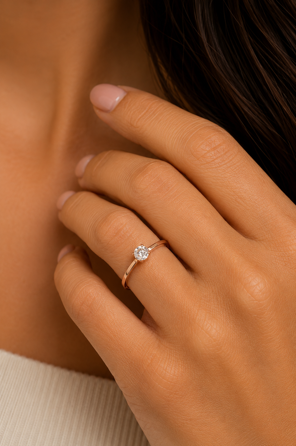 Ms Allure Tiny Dancer Rings — gold-tone cubic zirconia solitaire ring with an elegant, feminine finish.