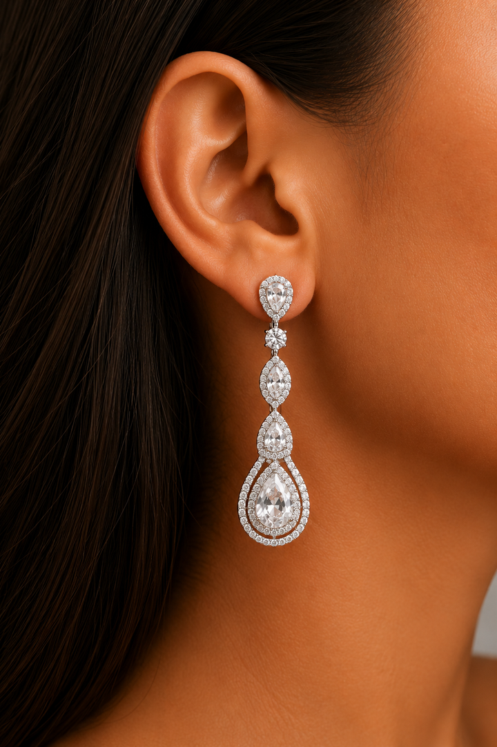 Ms Allure Grammy Earrings — silver-tone cubic zirconia earrings with an elegant, feminine finish.