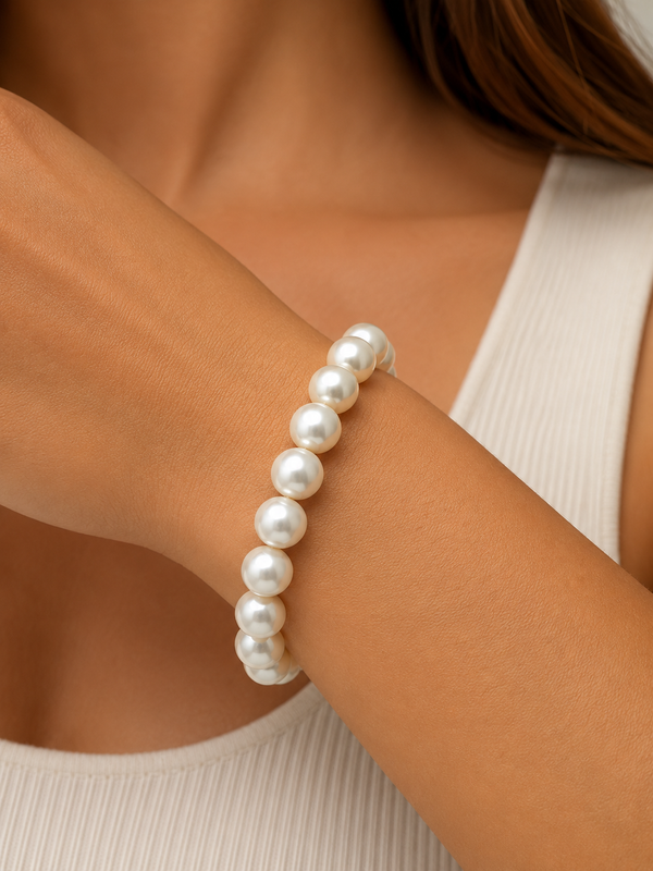 Ms Allure Sea Breeze Bracelet — silver-tone and white freshwater pearl bracelet with an elegant, feminine finish.