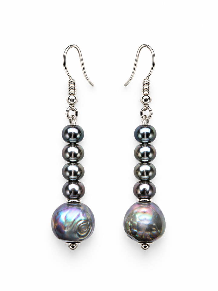 Midnight Lagoon Iridescent Mother of Pearl Necklace & Earrings Set