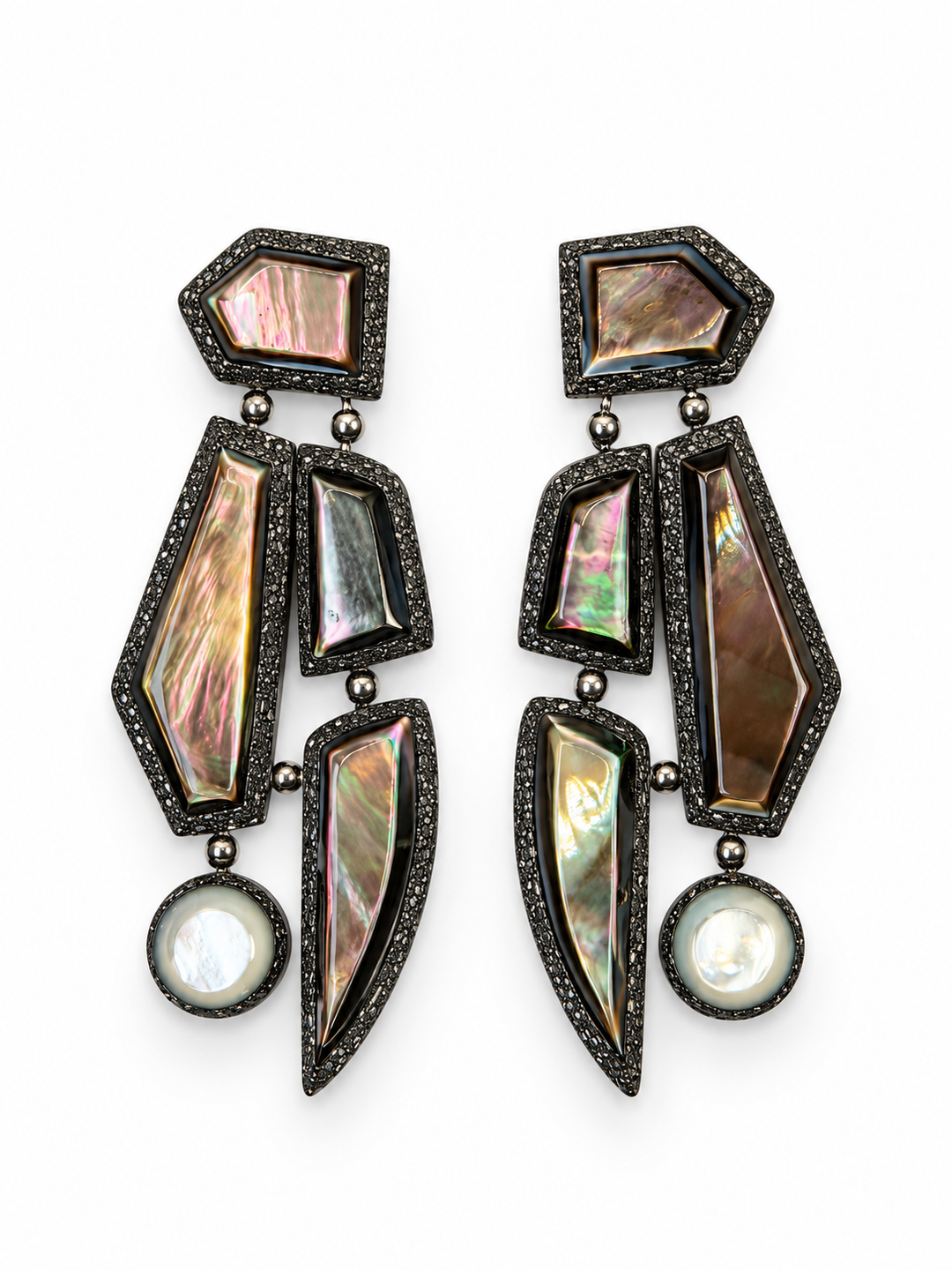 Aurora Iridescent Mother of Pearl Geometric Statement Earrings