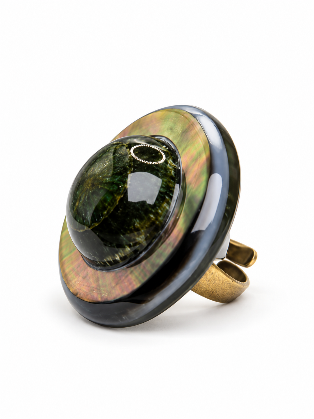 Emerald Mystique Mother of Pearl Statement Ring