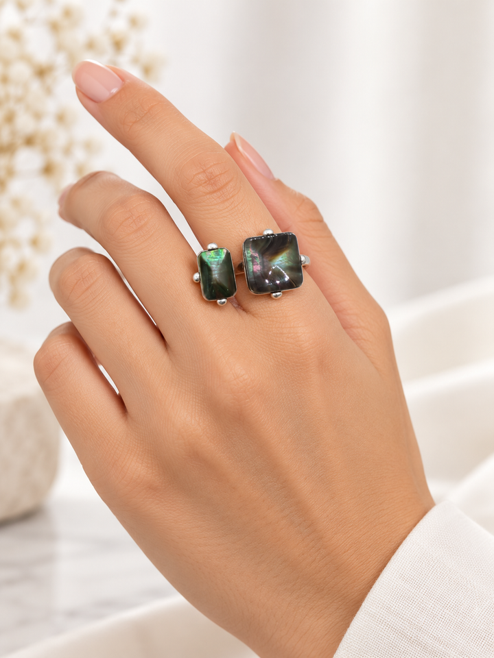 Double Mother-of-Pearl Statement Ring
