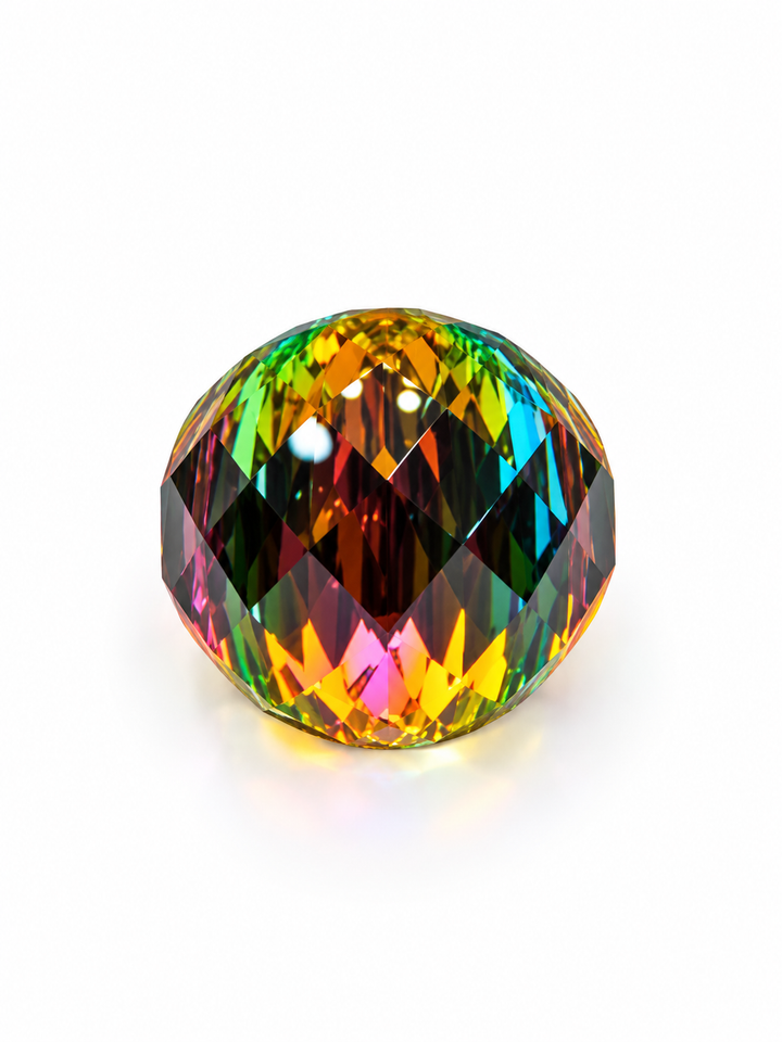 Rainbow Aurora Multicolour Crystal Gold-Tone Stainless Steel Statement Ring