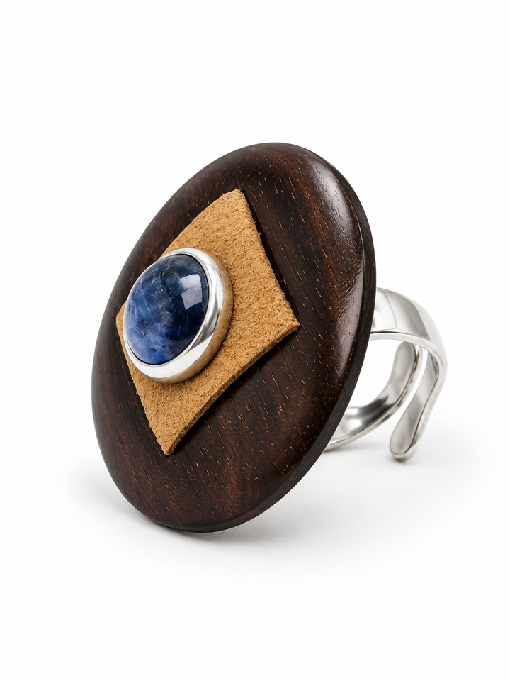 Lapis & Cassata Wood Statement Ring
