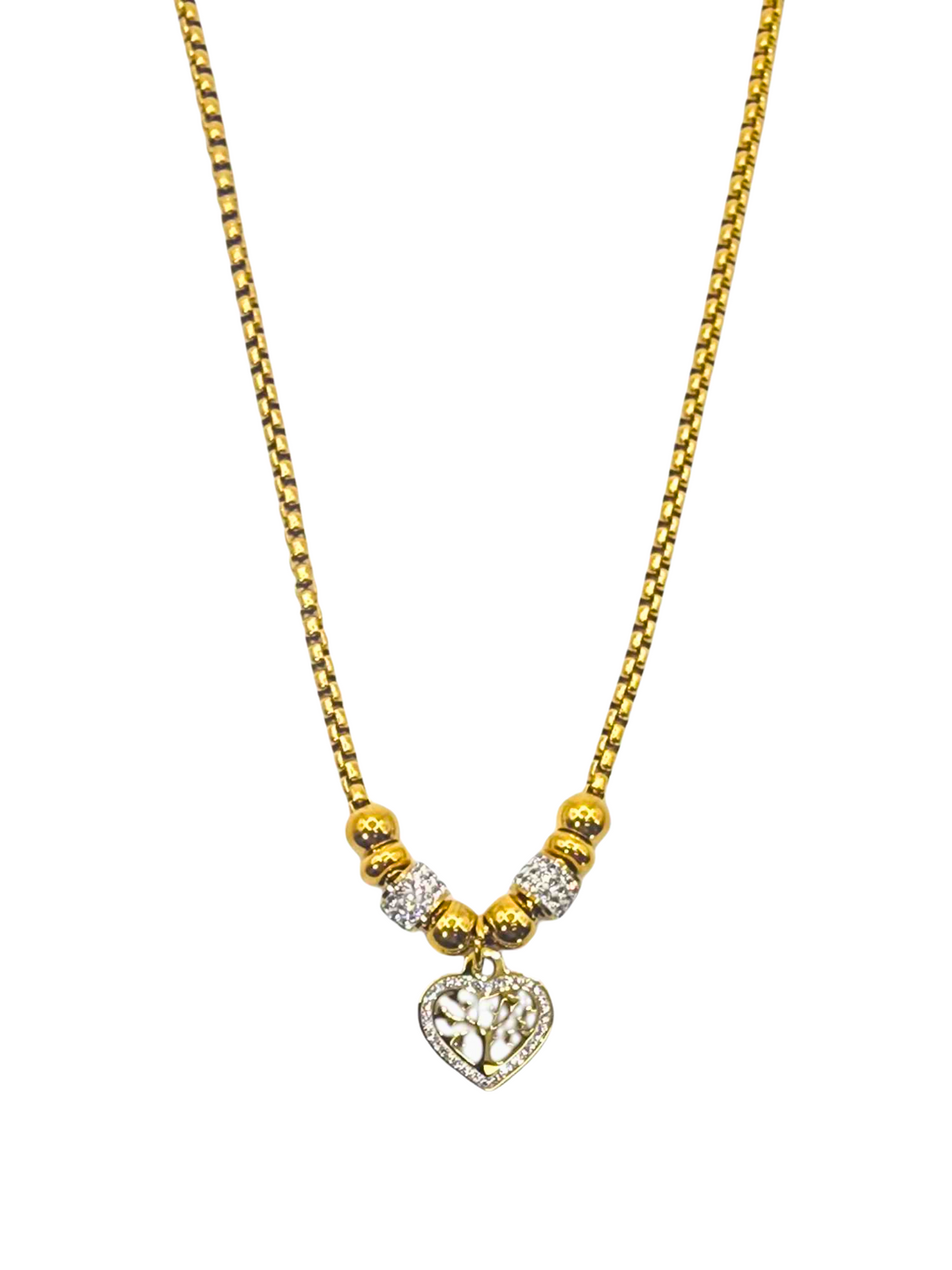 Ms Allure Tracing Heart Necklace — gold-tone cubic zirconia necklace with an elegant, feminine finish.