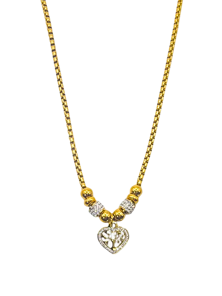 Ms Allure Tracing Heart Necklace — gold-tone cubic zirconia necklace with an elegant, feminine finish.