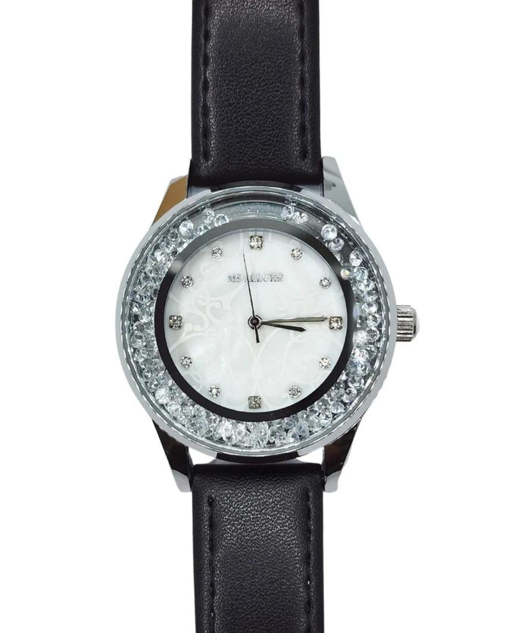 Ms Allure Quarter To Ms A Watch — black watch with an elegant, feminine finish.