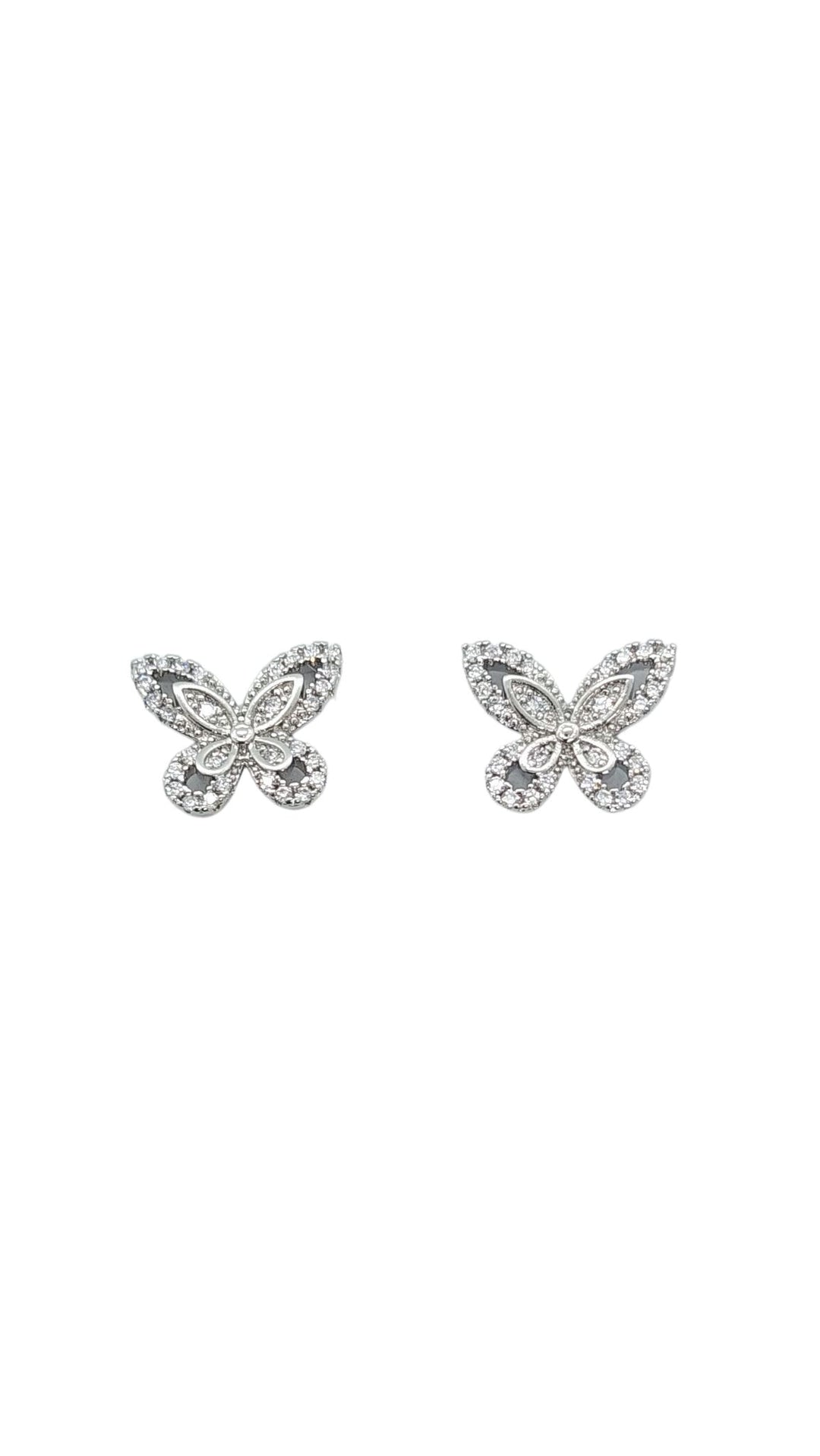 Ms Allure Flutter Pair Earrings — silver-tone cubic zirconia earrings with an elegant, feminine finish.