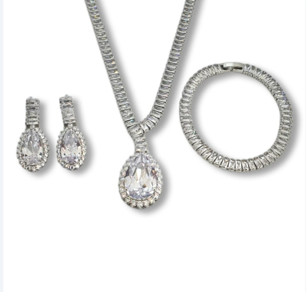 Ms Allure In Good Taste Set — silver-tone cubic zirconia coordinated jewellery set with an elegant, feminine finish.
