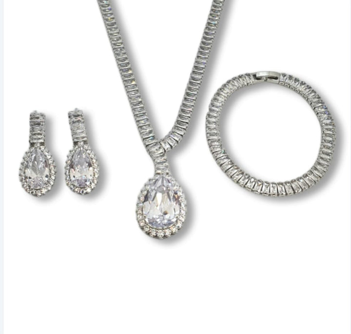 Ms Allure In Good Taste Set — silver-tone cubic zirconia coordinated jewellery set with an elegant, feminine finish.