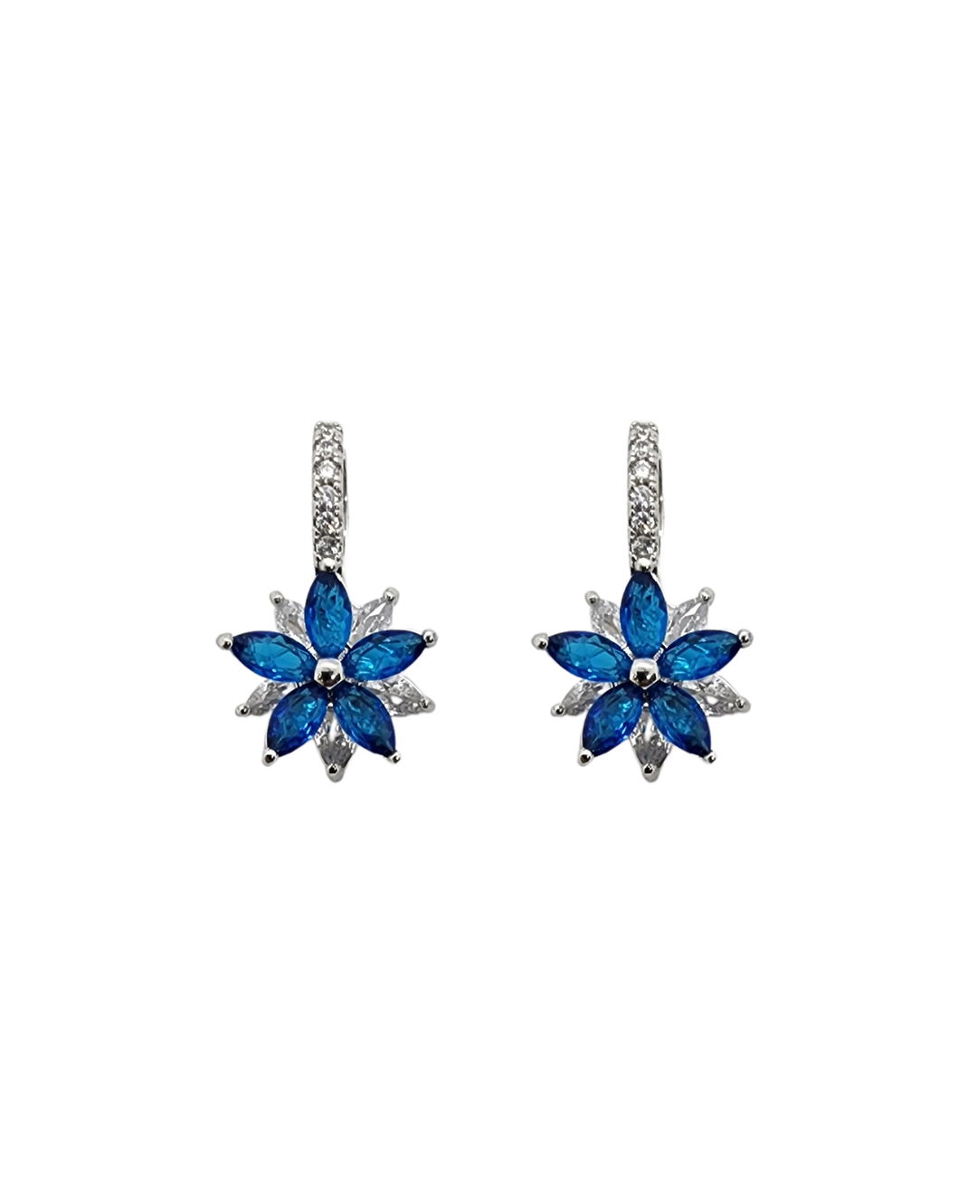 Ms Allure Blossom Earrings — blue cubic zirconia earrings with an elegant, feminine finish.