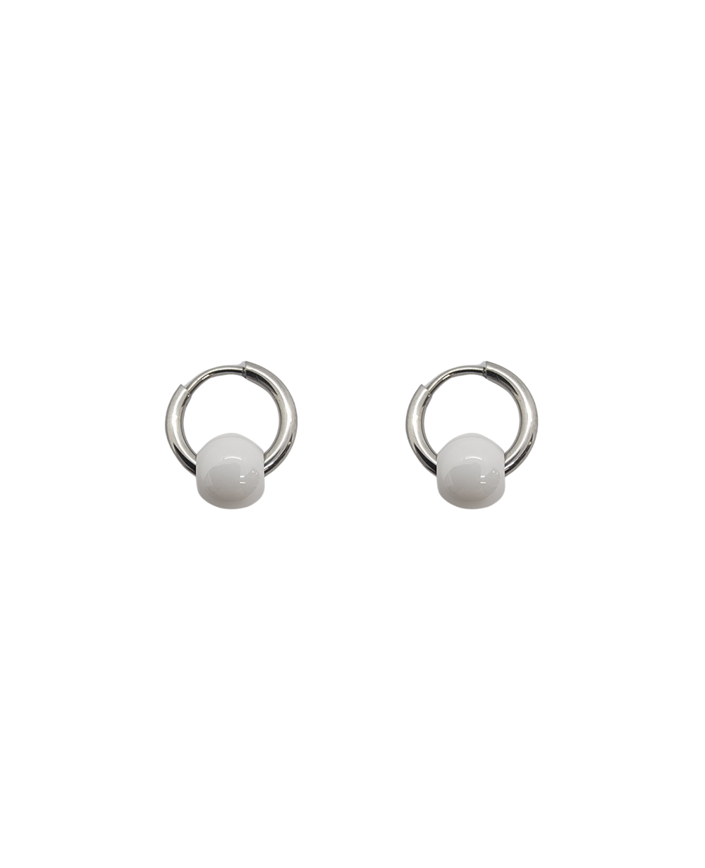 Ms Allure Balanced Loop Earrings — black and silver-tone ceramic earrings with an elegant, feminine finish.