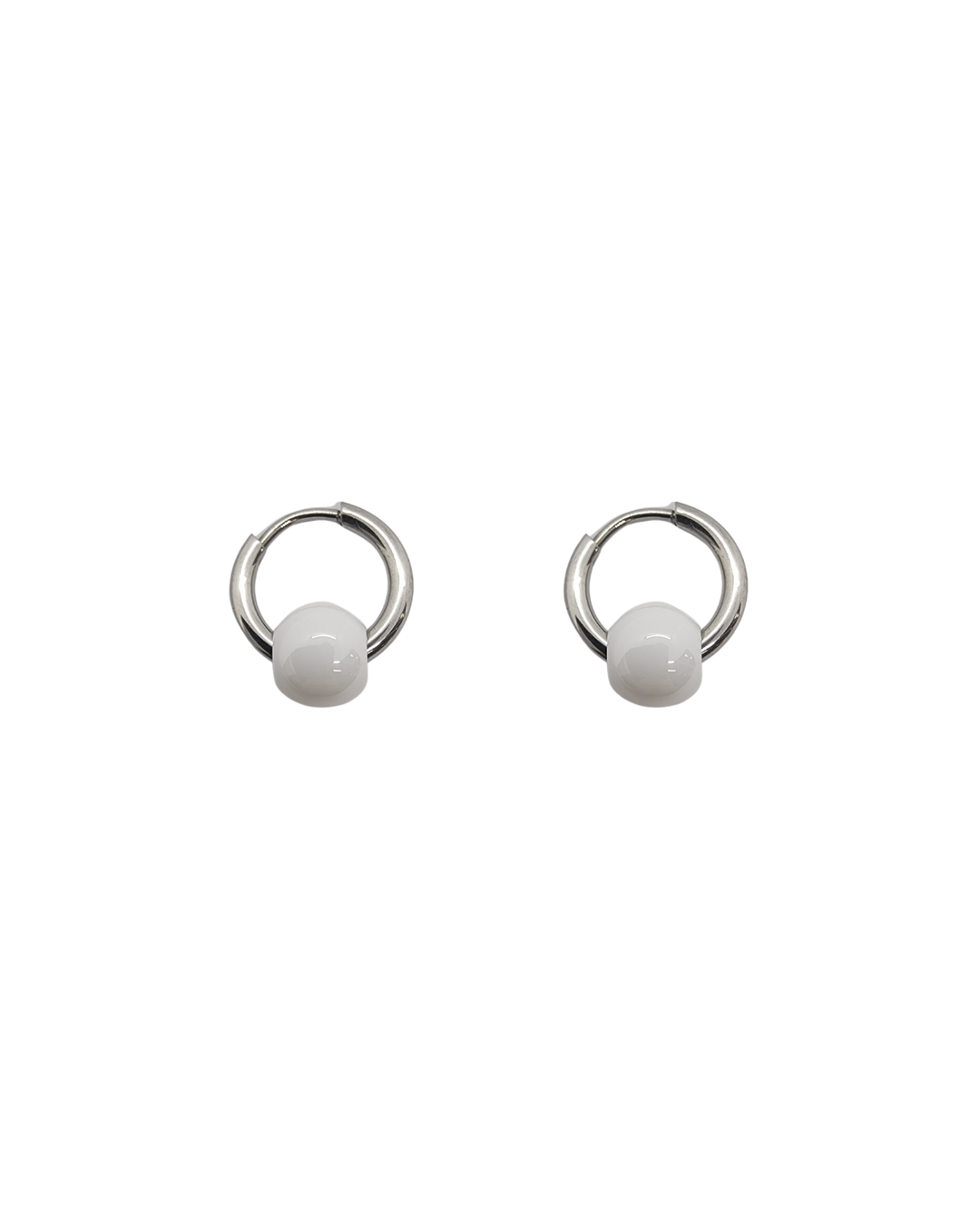 Ms Allure Balanced Loop Earrings — black and silver-tone ceramic earrings with an elegant, feminine finish.