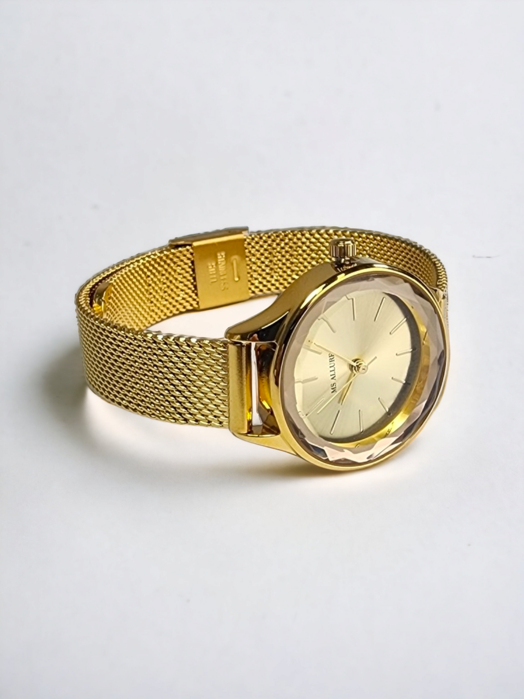 Ms Allure Watch Me Watch — gold-tone stainless steel watch with an elegant, feminine finish.