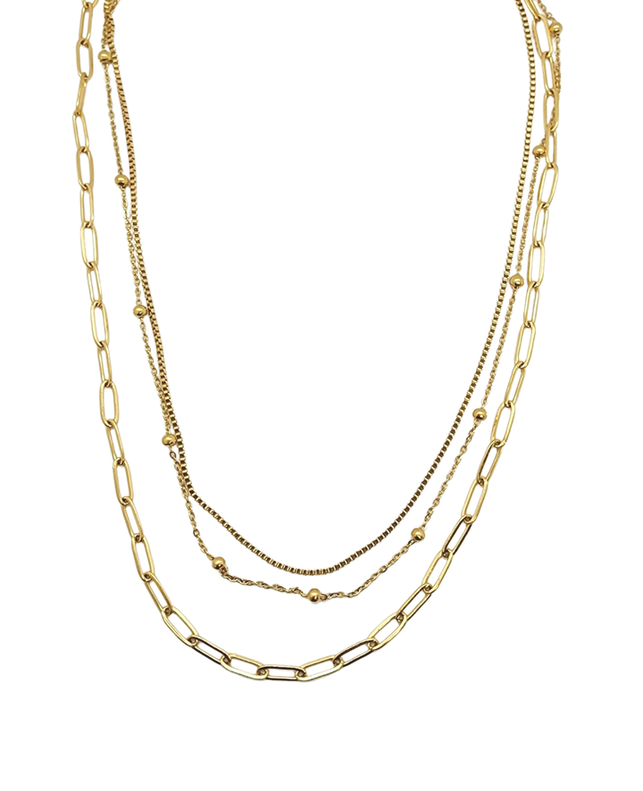 Ms Allure Chained Up Necklace — gold-tone titanium necklace with an elegant, feminine finish.