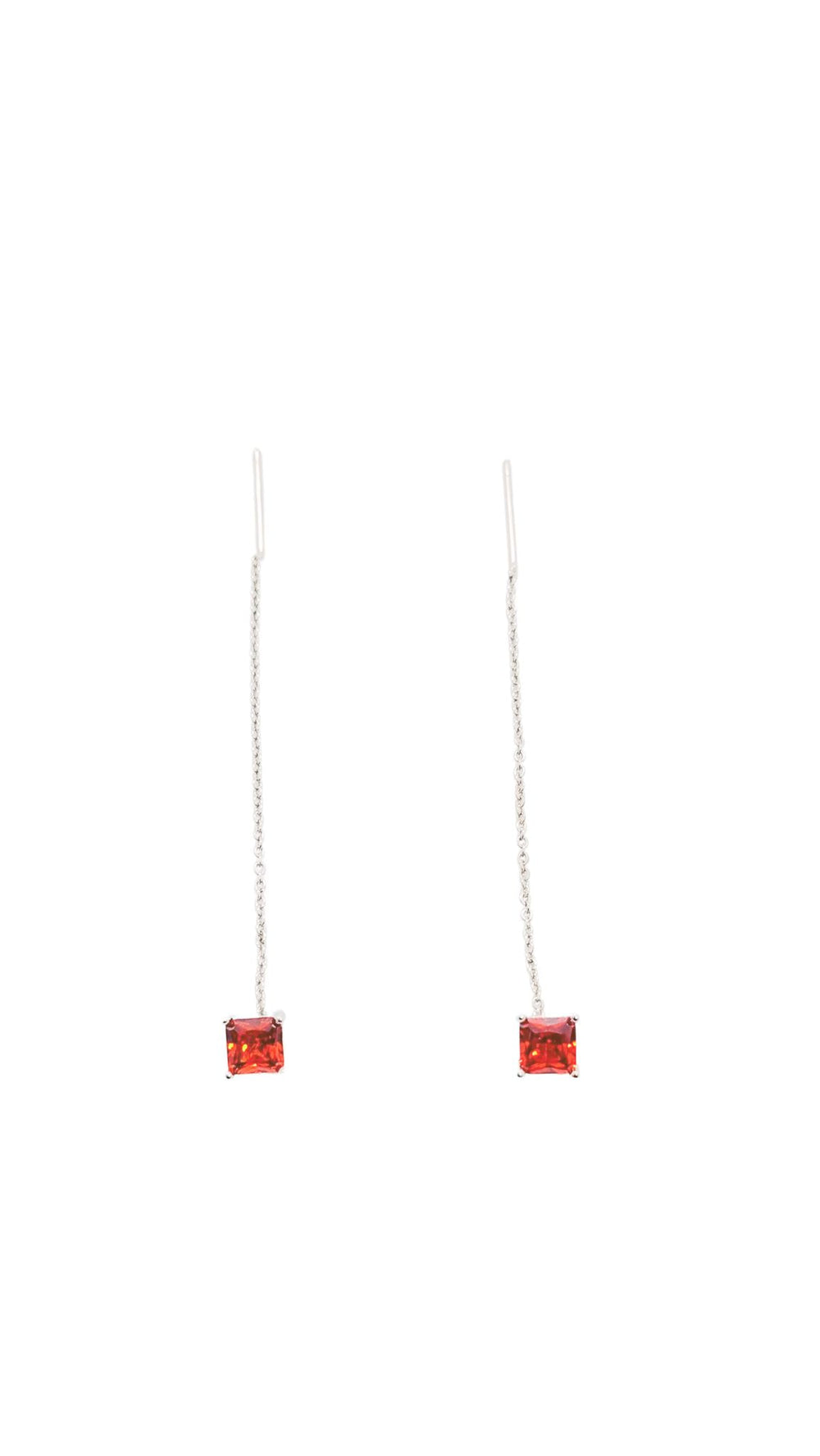 Ms Allure Drop Thread Earrings — purple and silver-tone cubic zirconia earrings with an elegant, feminine finish.