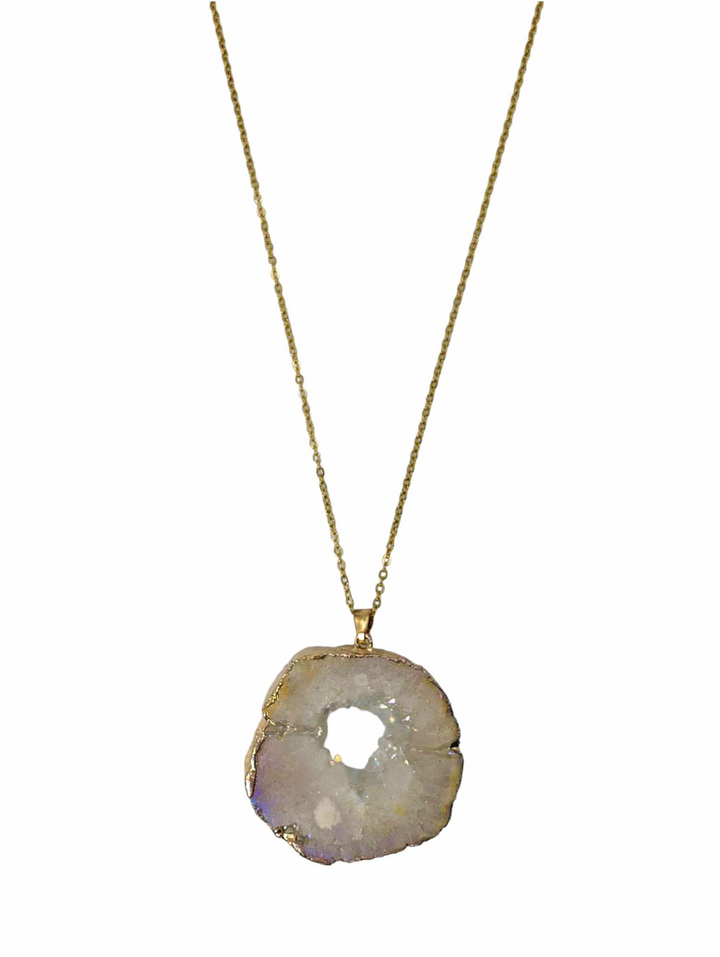 Ms Allure Back To Nature Necklace — gold-tone and white stainless steel necklace with an elegant, feminine finish.