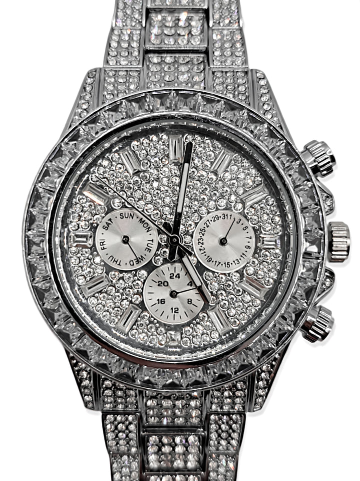 Ms Allure Prime Time Watch — silver-tone cubic zirconia watch with an elegant, feminine finish.