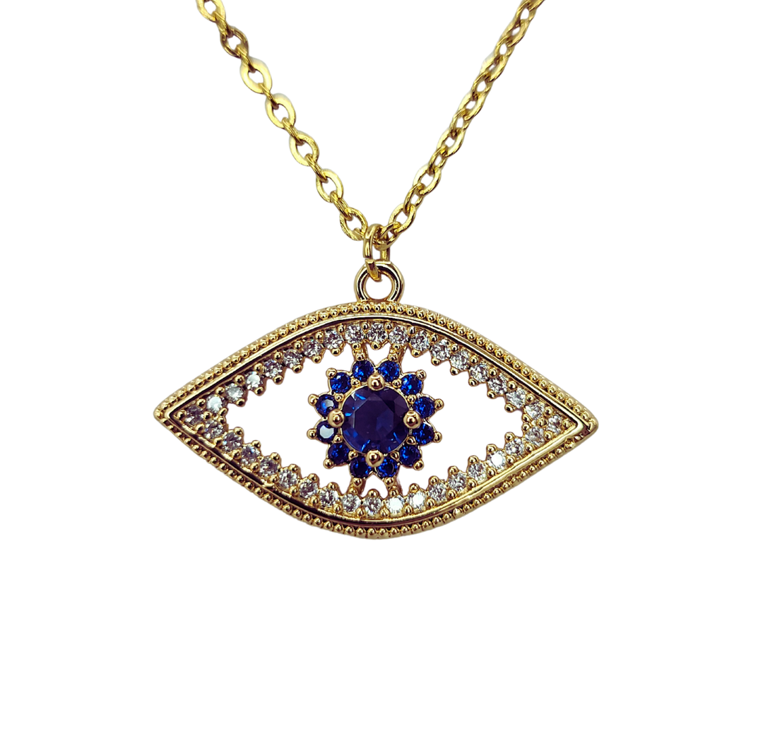 Ms Allure Soulful Gaze Necklace — blue and silver-tone cubic zirconia necklace with an elegant, feminine finish.