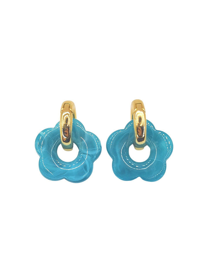 Ms Allure Flowers Bloom Earrings — blue and gold-tone earrings with an elegant, feminine finish.