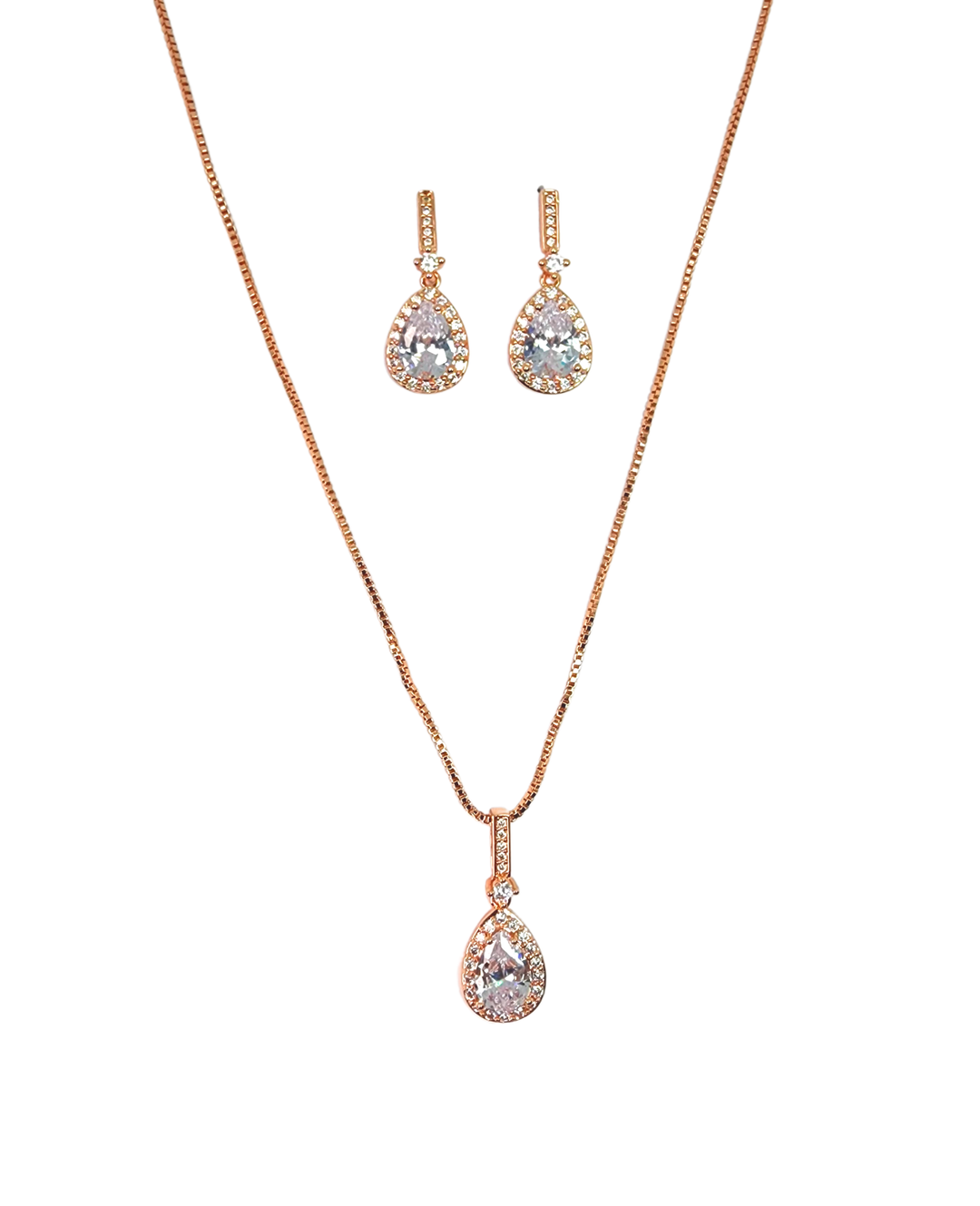 Ms Allure Tears Don't Fall Set — rose-gold tone coordinated jewellery set with an elegant, feminine finish.