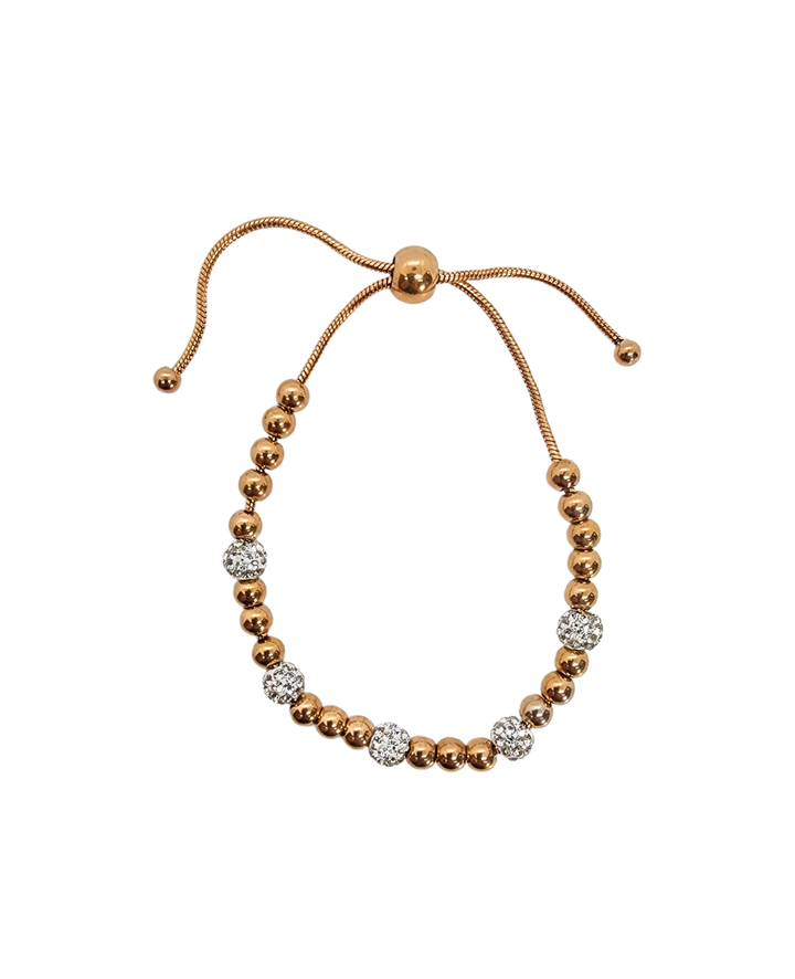 Ms Allure Crystal Ball Bracelet — rose-gold tone stainless steel bracelet with an elegant, feminine finish.