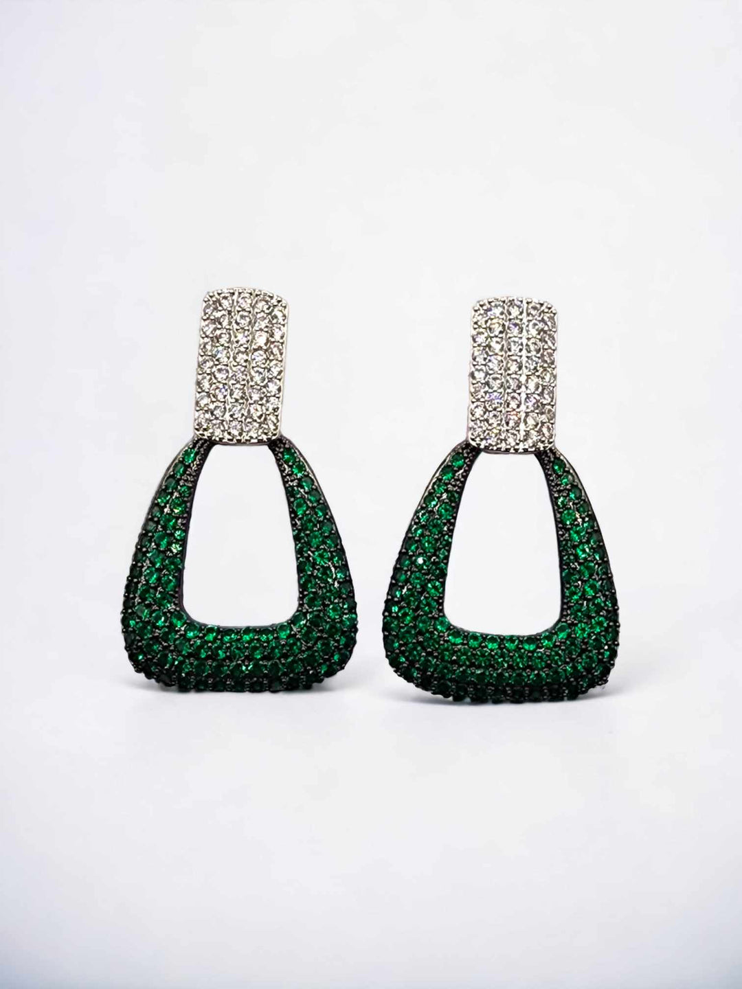 Ms Allure Green Glamour Earrings — silver-tone cubic zirconia earrings with an elegant, feminine finish.