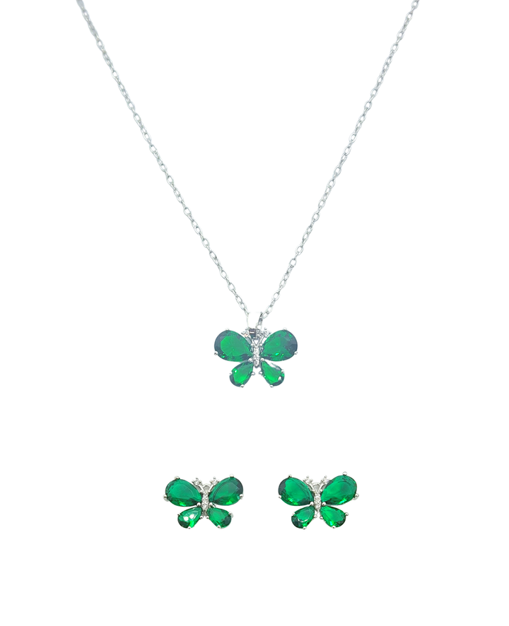 Ms Allure Exquisite Hope Set — green and silver-tone cubic zirconia coordinated jewellery set with an elegant, feminine finish.