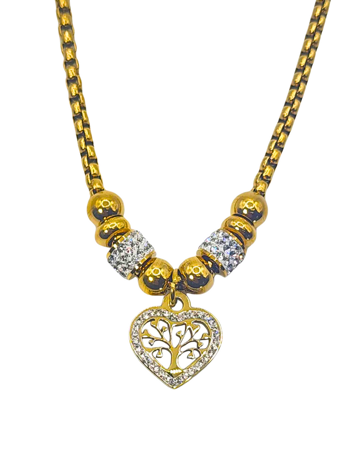 Ms Allure Tracing Heart Necklace — gold-tone cubic zirconia necklace with an elegant, feminine finish.